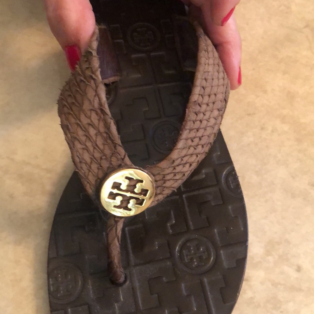 Tory Burch Thora Nubuck Python Print Sandals. Bro… - image 8
